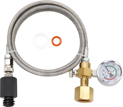 #ad #ad Upgraded Soda Machine Co2 Adapter Stainless Steel Hose with Larger Pressure Gaug $85.99