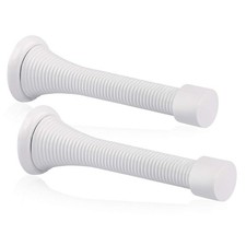 2 Pack Spring Door Stopper White - 3-1/4" Flexible Spring Door Stops with Whi...