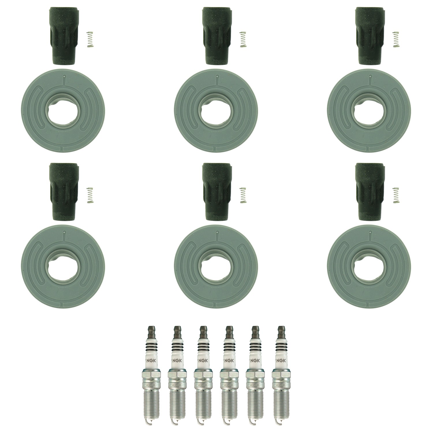 NGK 6 Iridium IX Spark Plugs 6 Coil Boots Kit for 6 CX-9 Edge Flex Fusion MKX V6