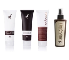 HerStyler Argan Oil Hair Care 4-Piece Set – Shampoo, Conditioner, Spray, Cream