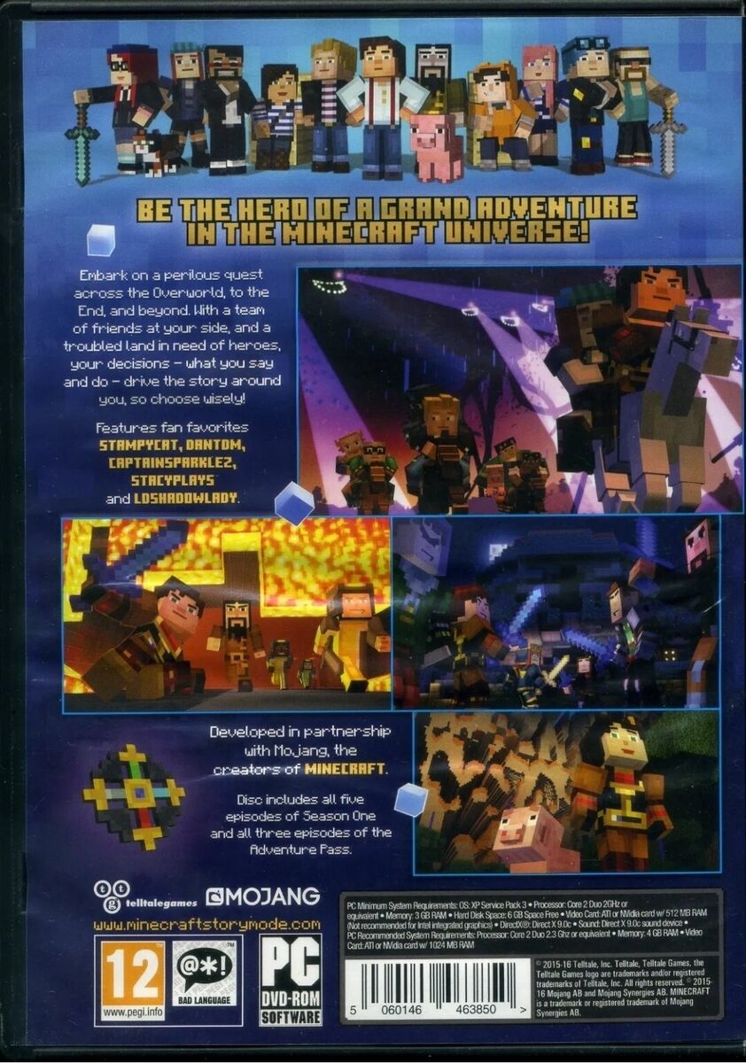 Minecraft Story Mode The Complete Adventure includes episodes 1-8 Games for  PC