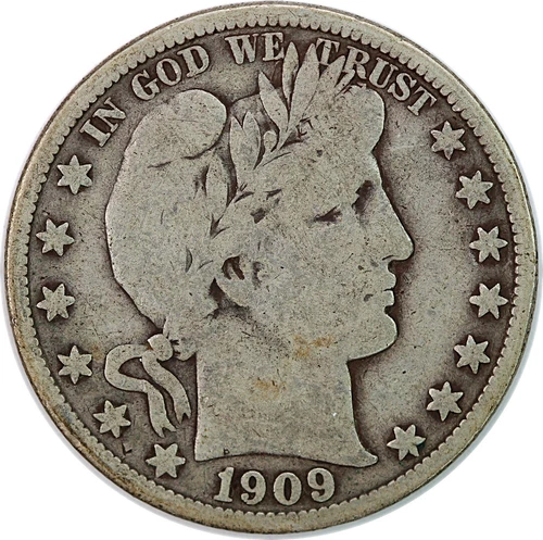 1909 United States Barber Half Dollar - VG Very Good Condition