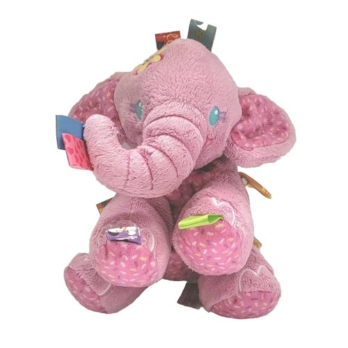 Taggies Pink Elephant Plush Rattle Stuffed Animal Baby Toy Lovey
