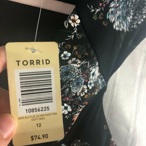 NWT Torrid Black Women's Plus Size:12 Floral Print Sleeveless V-Neck Party Dress - Picture 5 of 5