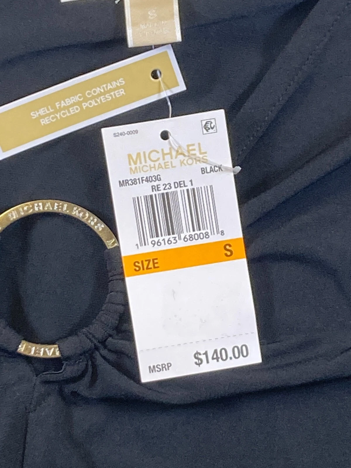 Abito tubino cocktail MICHAEL KORS donna nero manica lunga scollo a V S