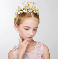 Children's Flower Tiara Princess Fairy Wedding Flower Girl Mini Kids Small Crown