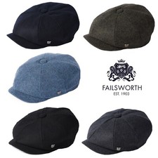 Failsworth Alfie Melton Wool Bakerboy Newsboy Cap Black/Grey/Navy/Merlot/Blue
