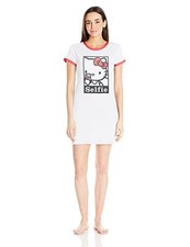 Hello Kitty Women's Modern Iconic Sleepshirt White Sizes Medium XLarge Polyblend