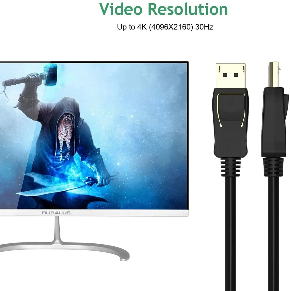 2 Meter DP auf DP Displayport Kabel 5k Ultra HD 1.3 DP HDTV, Gaming-Grafik - Bild 4 von 4