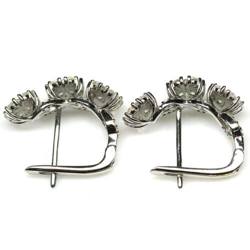 Pendientes De Zafiro Ceylon Blanco De Plata Esterlina 925 Con Baño De Oro Blanco - Imagen 3 de 4
