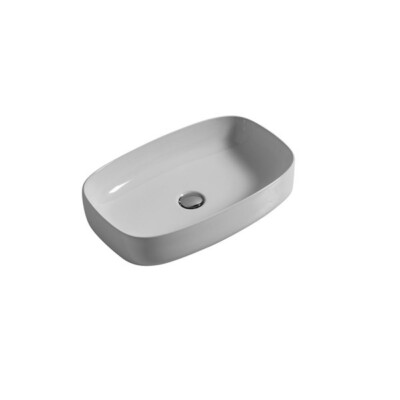 Waschbecken Aufsatzwaschbecken mit niedrigen Kanten 60x38 cm Elite Keramik weiß