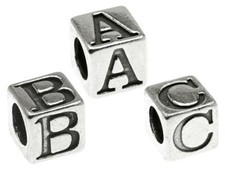 Sterling Silver Letter Beads 5mm Cube Beads 3mm hole