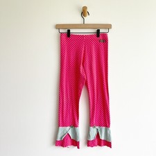 Matilda Jane Girls Polka Dot Pink Stretchy Pants Flare Bottom Elastic Waist 14