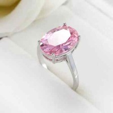 925 Sterling Silver Rings 2 CT Pink Cubic Zirconia Ring