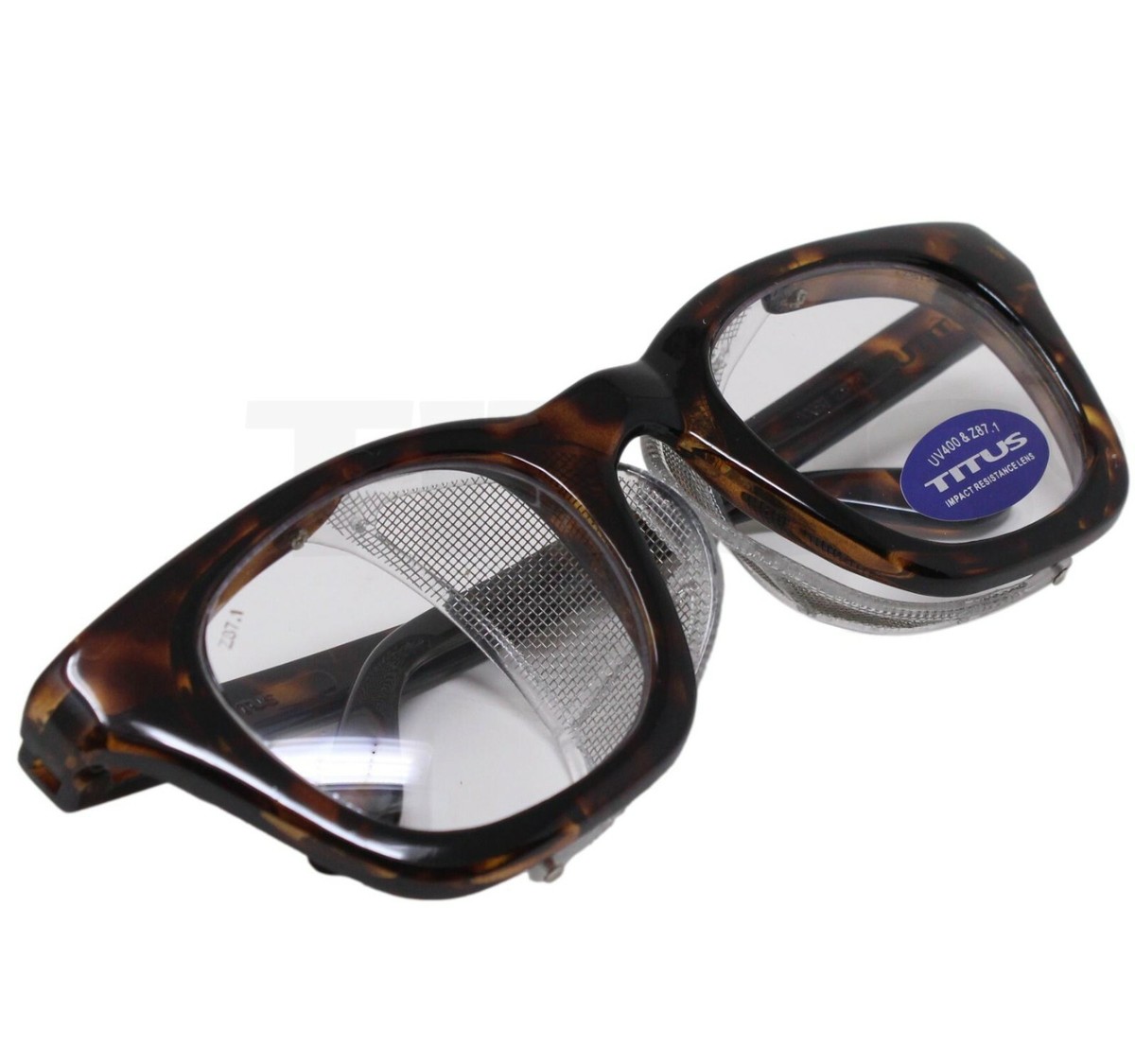 Titus G12 Tortoise Clear Lens Retro Safety Glasses w/ Side Shield