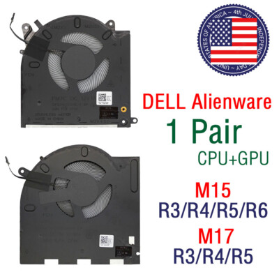OEM A Pair CPU + GPU Cooling Fan For DELL Alienware M15 M17 R3 R4 R5 R6 ...