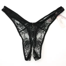 Victoria's Secret Bottomless Open High Leg Thong Lace Panty M L XL