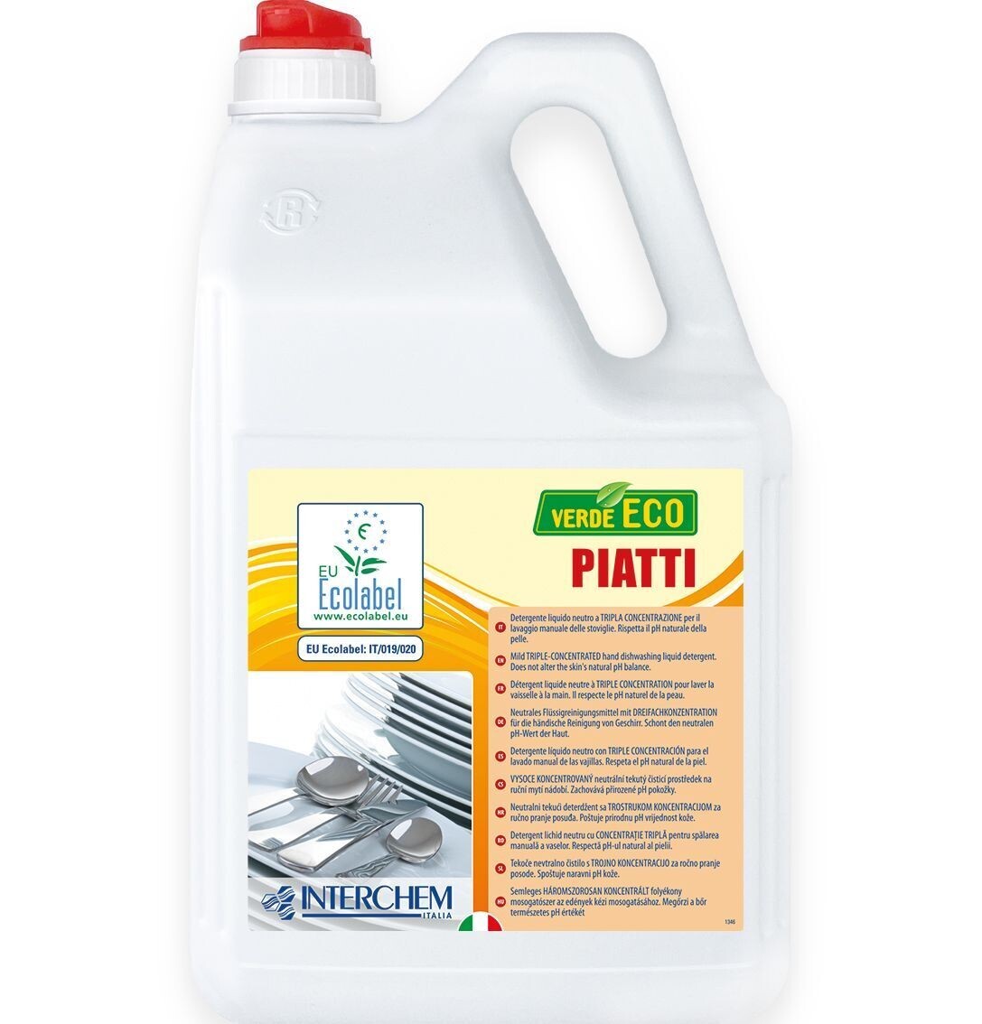 Detersivo Piatti 5 Litri Verde Eco - Sgrassante Professionale Ecolabel