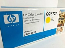 Genuine HP Q2672A Yellow LaserJet 3500-3550 Toner Cartridge - SEALED/NEW