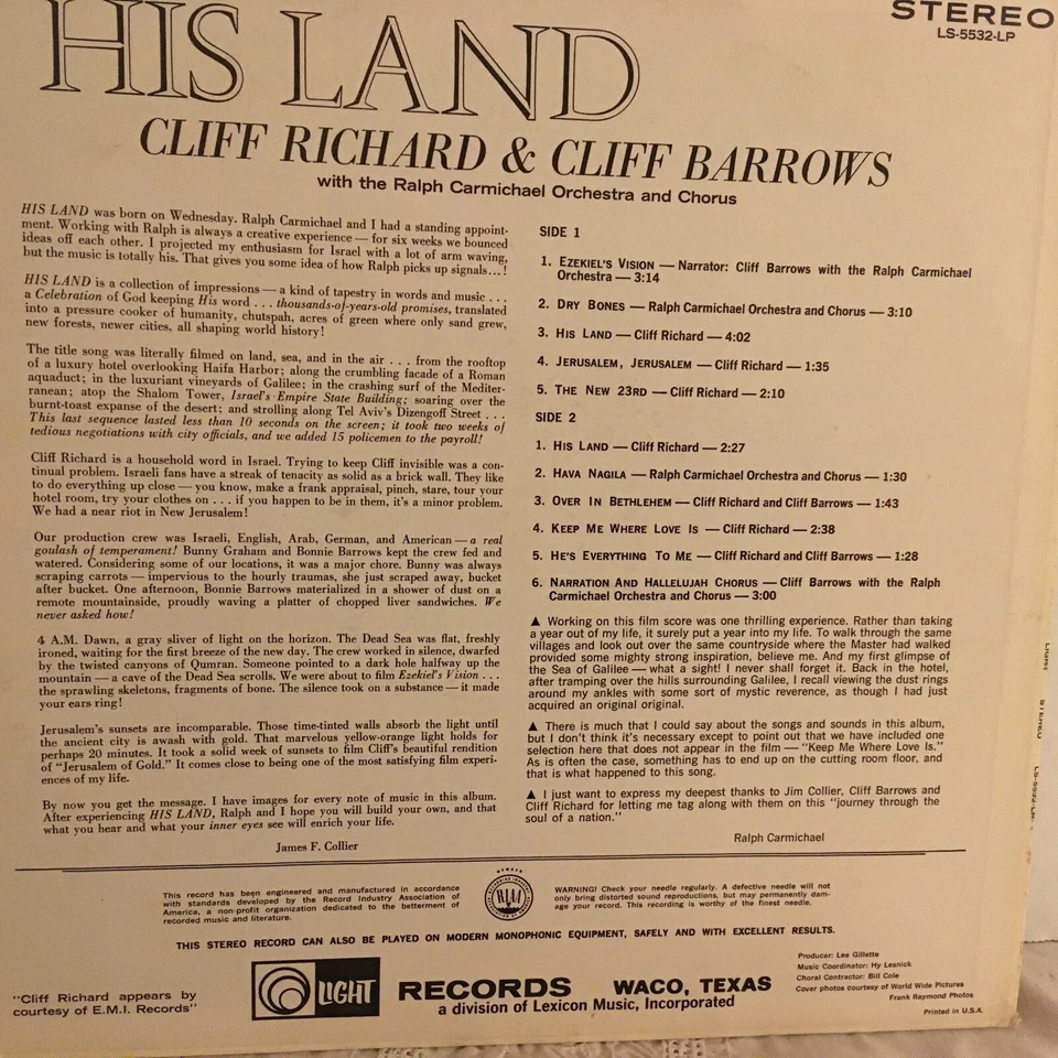 HIS  LAND        LP         CLIFF  RICHARDS  AND  CLIFF   BARROWS   Foto 2 de 4