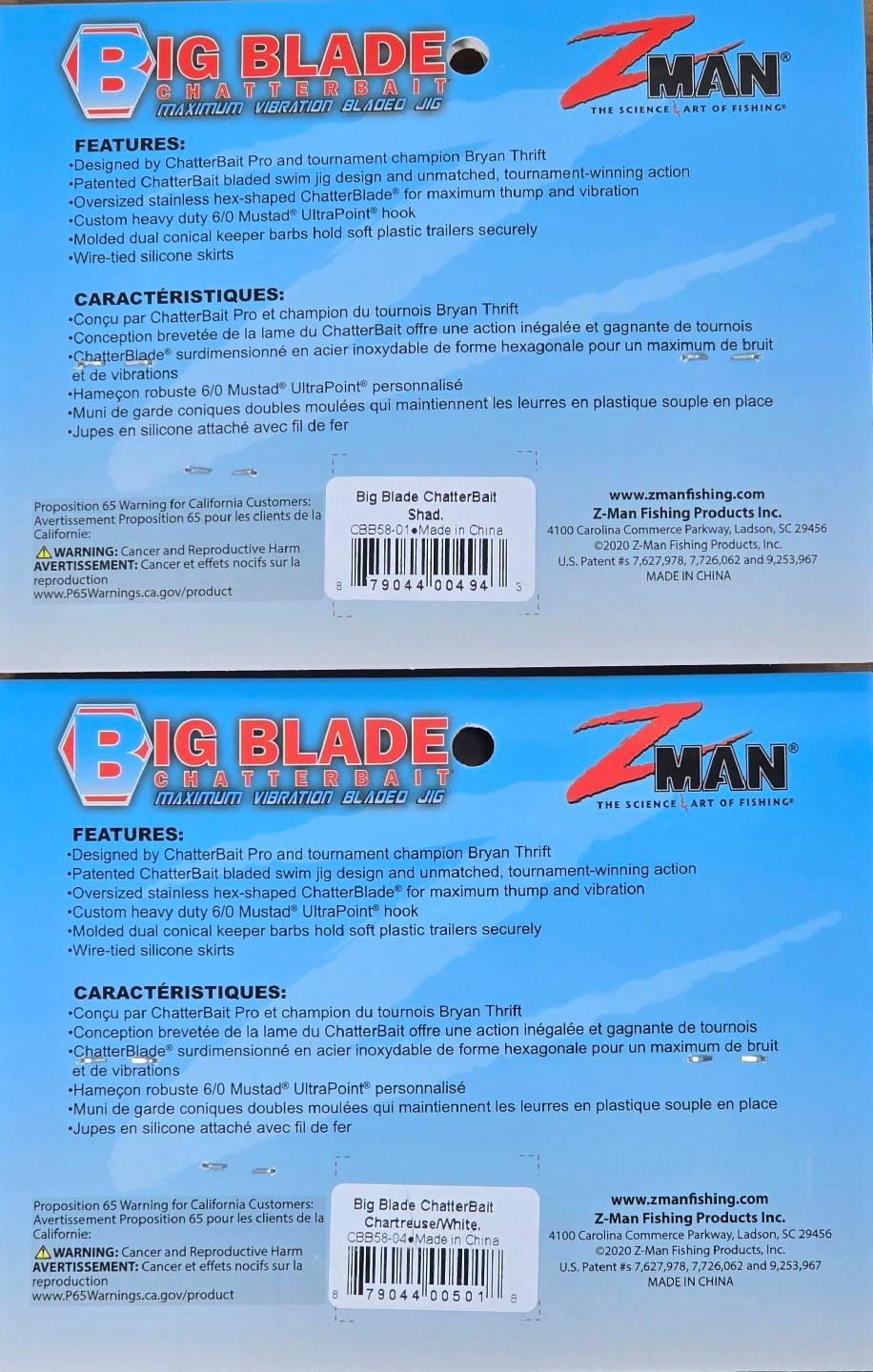 (Ct of 2) Z-Man Big Blade Chatterbait 5/8 oz Provides Maximum Thump & Vibration - Image 4