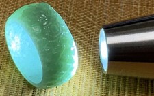Certified Green Natural A Jadeite Jade Round Dragon Head Ring NO. 9  418063