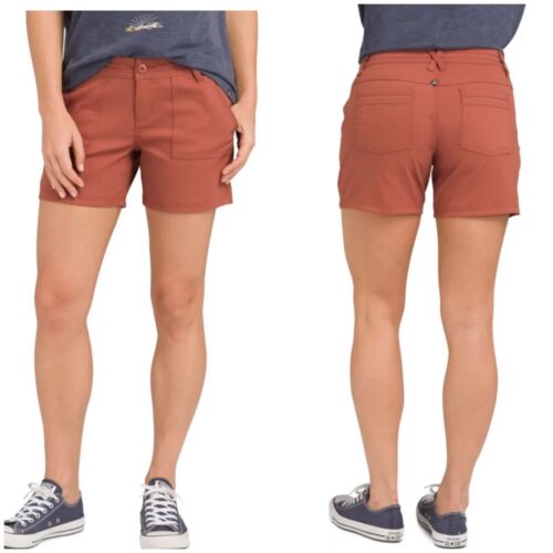 Prana Womens Shorts Size 0 Red Orange Rust Cooper… - image 1