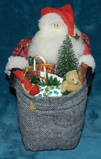 AWESOME VINTAGE HAND CRAFTED SANTA WITH LARGE BAG FULL OF GOODIES  CHRISTMAS