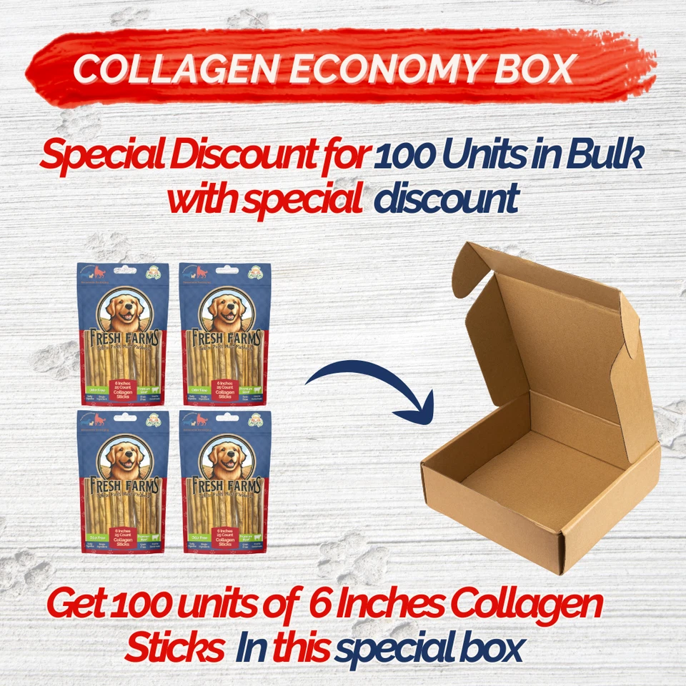 Collagen Economy Box: 100 PK (150 Units) 6 Inches Natural Collagen Sticks - Image 2 of 4