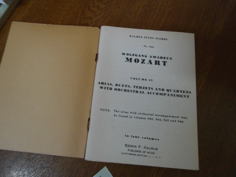 MOZART Arias Duets Terzets Quartets with Orchestra - No.946 Kalmus Study Score - Image 3 of 4