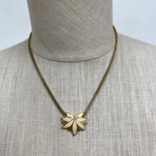 Monet Gold-tone Cream Flower Pendant Women's Fashion Necklace
