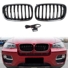 Sport K�hlergrill Glanz Schwarz Mit LED-Licht F�r BMW X5 E70 X6 E71 2007-2013