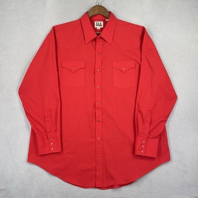 Vintage Ely Cattleman Western Pearl Snap Shirt Men s XXL Red Long Sleeve Cowboy