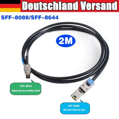 Mini SAS HD Stecker SFF-8644 zu Mini SAS Stecker SFF-8088 26P Externes Kabel 2M