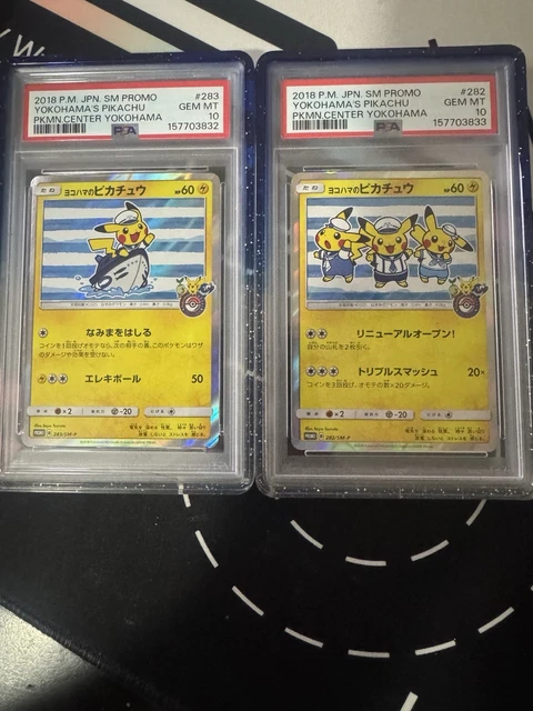 2018 Yokohama Pokemon Center Promo Pikachu 282 And 283 Sequential PSA 10