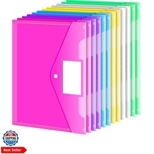 12 Pack Folders Plastic Envelopes with Snap Closure, Clear Plastic File Folde...