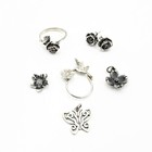 James Avery Sterling Flowers Butterfly Earring Ring Pendant Lot of 6 #S5409-2 — photo 1