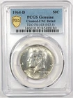 1964-D Kennedy Half Dollar Triple Die Obverse TDO FS-103 PCGS Cleaned UNC Detail