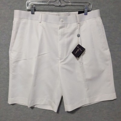 Alan Flusser Golf Men's Pleated White Chino Shorts Size 38 Luxury