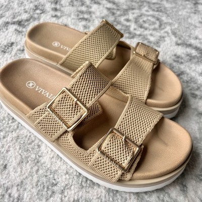 Vivaia Nikki Double Buckle Two Strap Sandals Comfortable Arch Support 