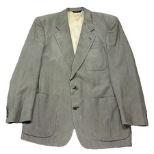 Vintage Halston Mens Blazer Taupe Gray Suede-Like Feel USA Made Union Tag Sz 44