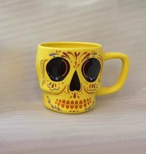 Taza de café de cerámica Starbucks con calavera de azúcar amarilla, taza de Halloween del día de los muertos