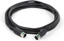 MIDI Cable 15 Feet Black with Keyed 5-Pin DIN Connector Molded Connector Shells