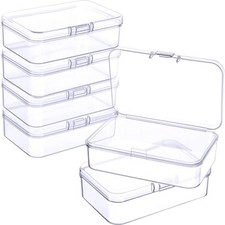 6-Piece Mini Plastic Clear Bead Storage Box with Compartments for Small Items,