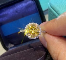 1.90Ct Round Cut Lab-Created Citrine Halo Engagement Ring 14K Yellow Gold Plated