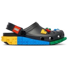 Crocs X Lego Classic Clog Black Rubber Shoes Multicolor Brick Sole