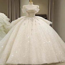 Off Shoulder Wedding Dress Lace Up Luxury Bridal Dresses Ball Gown Customized