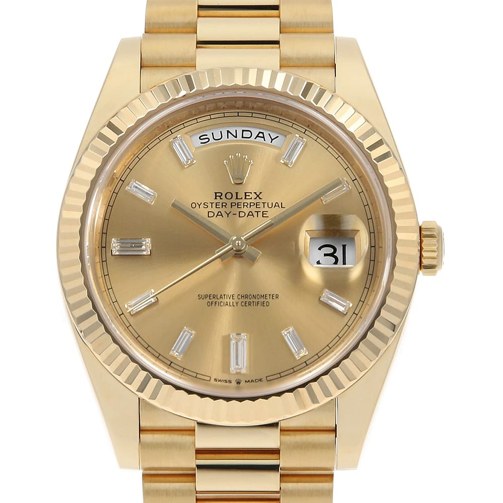 Rolex Day-Date 40 Gelbgold Grünes Lackblatt 228238