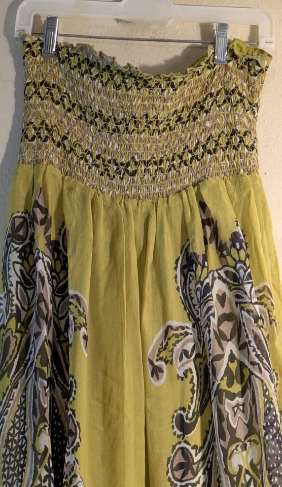 Double Zero Sm Green Floral Sheer Lined Strapless Top Smocked Sundress  - Image 3 of 4