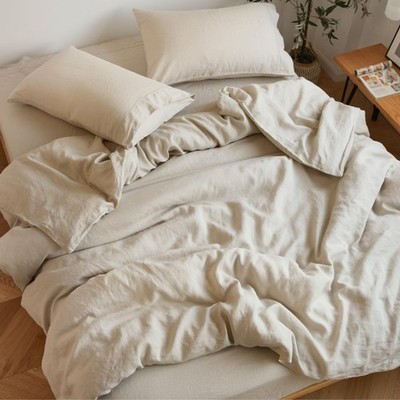 Stone Washed Organic French Linen Bed Set, GOTS Certified Organic, Best Cooli...